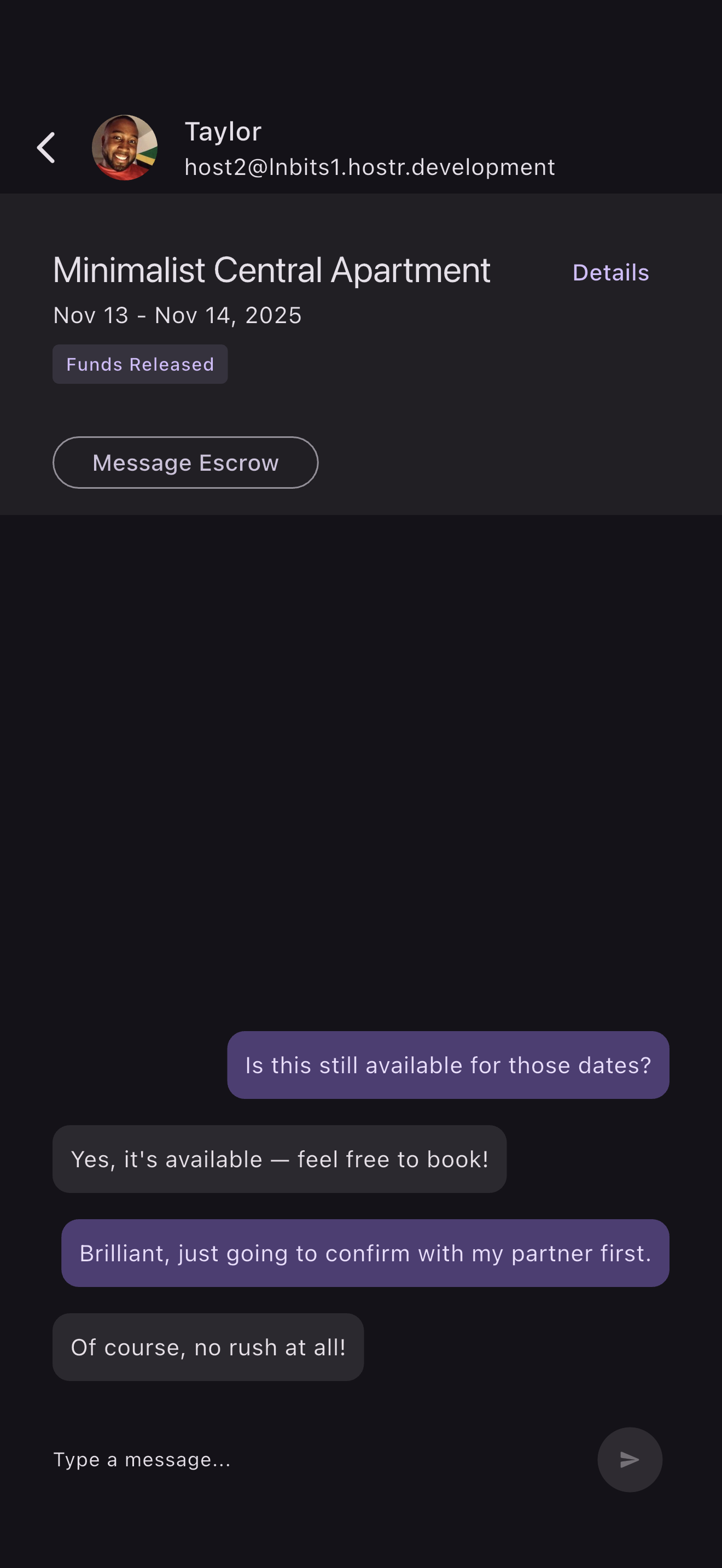 Hostr conversation thread