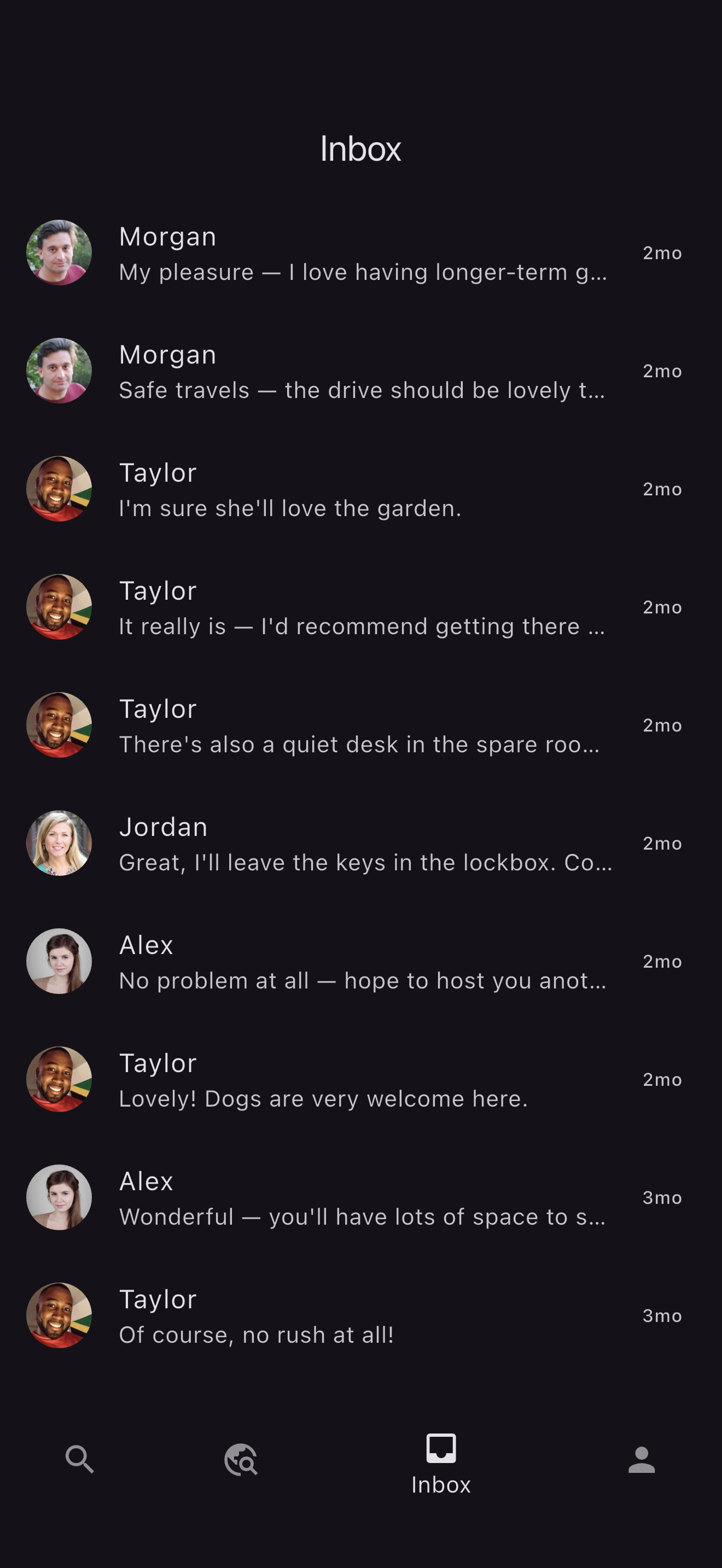 Hostr message threads